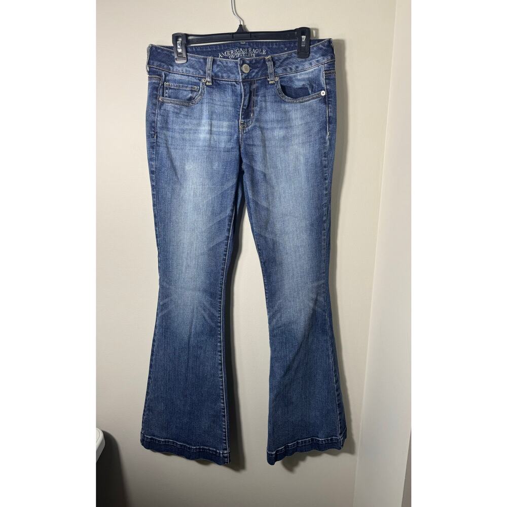 Vintage Y2K American Eagle Low Rise Dark Wash Flare Jeans Size 10 Long